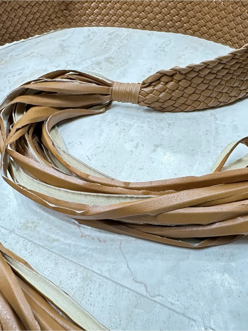 Woven Faux Leather Waist Belt in Cognac🌸